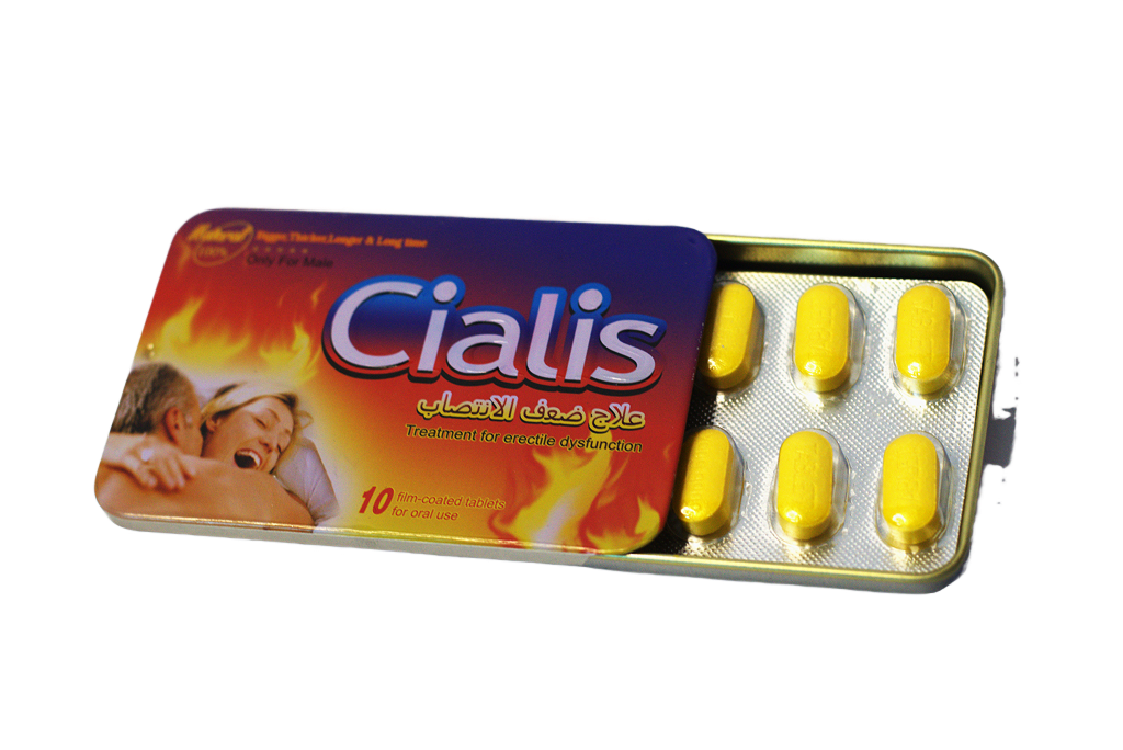 Metalna tabla Biljni Cialis otvorena sa blisterom žutih tableta