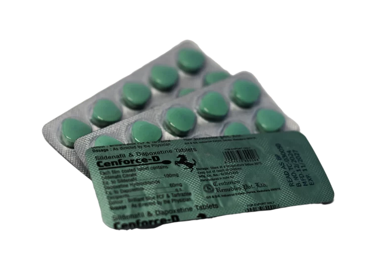 Dva blistera Cenforce-D sa zelenim tabletama, sildenafil 100 mg i dapoksetin 60 mg
