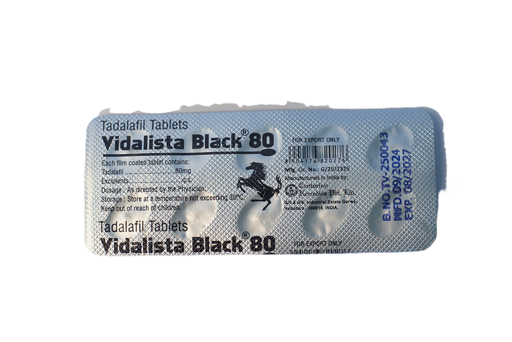 Blister Vidalista Black 80, srebrna foil poleđina sa nazivom i tadalafil 80 mg