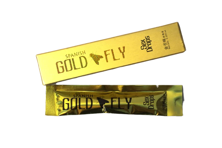 Zlatna kutija Spanish Gold Fly Sex Drops i zlatna kesica 5 ml
