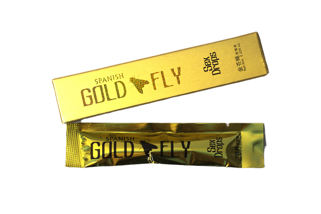 Zlatna kutija Spanish Gold Fly Sex Drops i zlatna kesica 5 ml
