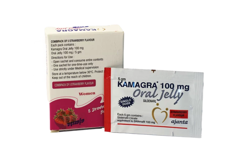 Kutija Kamagra Oral Jelly Women strawberry i kesica 100 mg sildenafil Ajanta