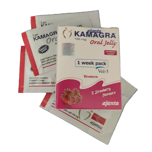 Kutija Kamagra Oral Jelly Women strawberry flavour na kesicama Ajanta