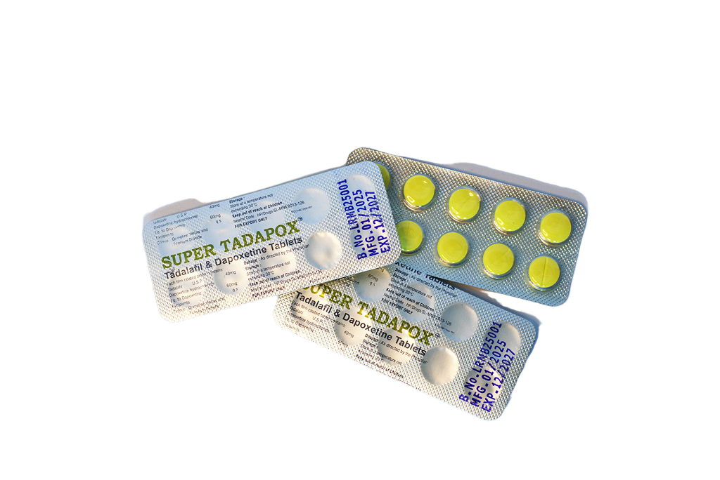 Tri blistera Super Tadapox sa žutim tabletama i poleđinom sa deklaracijom
